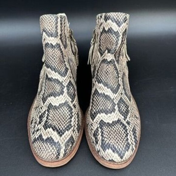 NEW Gianni Bini Snakeskin Snake Print Leather Zip Side Ankle Boots Booties Size - Picture 7 of 13